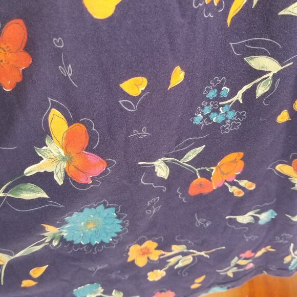 Talbots Petites Blue Orange Yellow Floral Elastic Waist Maxi Skirt Size PS - Picture 3 of 4